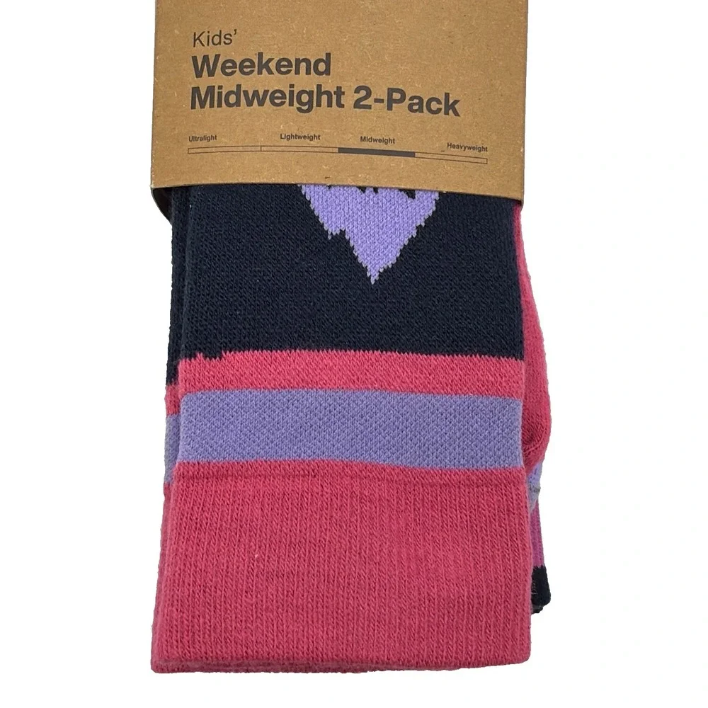 2 Pair NEW Burton Weekend Midweight Kids Medium/Large (2-4) Fuchsia Fusion Socks